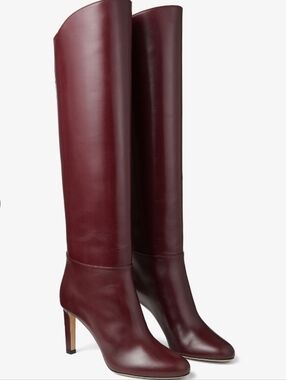 Jimmy Choo Women's Karter 85 Burgundy Leather Knee Boots - EU36/US6